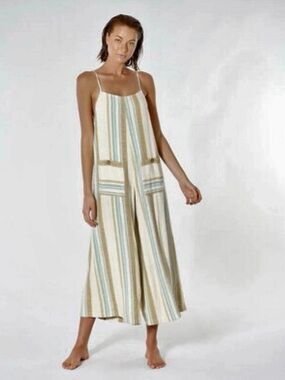 Rip Curl Classic Surf Stripe Jumpsuit White & Green XS